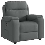 KTPRTOCK Manual Recliner Chair with Side Pocket, 135 Degree Reclining Fabric Armchair, Dark Gray Recliner with Thick Padded Seat and Wood & Metal Frame