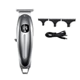 DAXXIN Hair Clippers, Professional Hair Trimmer LED Display Metal Clipper USB Charging Electric Men's(Silver)