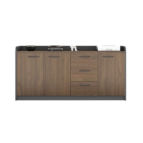 YXIANG56Q Filing Cabinet Three Doors Three Drawers Office Storage Low Cabinet File Wooden with Handle Storage Data Storage Cabinet(Brown)