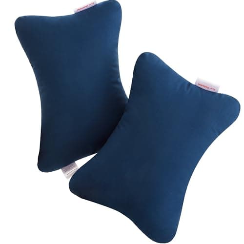 Pro Goleem 2-Pack Small Pillow 11"x7"x2.5" for Travel and Camping with Name Tag Mini Tiny Pillow for Room Couch Sofa Chair and Outdoor Car Air Nap Neck Lumbar Knee Rest Pillows, Navy Blue