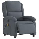 HGLADYU Electric Massage Recliner Chair Dark Gray Velvet with 6 Vibration Points, Power Reclining Function and Side Pocket
