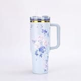 FDWXHZJL 40oz Tumbler With Handle, Travel Mug, Stainless Steel Tumbler, Large Coffee Mug With Handle, Tumbler Gift(#C)