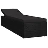 TUERYAFEK Poly Rattan Sun Lounger with Cushion, Black Powder-Coated Steel Frame, Adjustable Backrest, Removable Cushion Cover, 1 Sunbed and 1 Large Seat for Patio Balcony