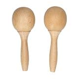 Aumotop Beech Rumba Shaker Maraca Pair for Kids Musical Instrument, Durable Wooden Percussion Maraca for Children Party and Festival, Beech Material