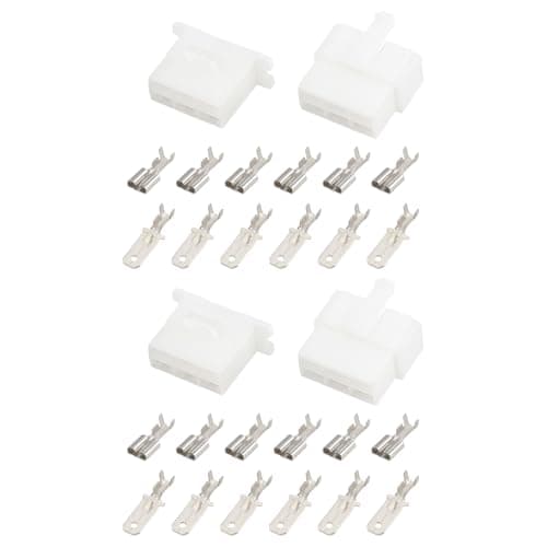 ECSiNG 2X 6 Pin Electrical Connector Plug Set 6.3mm Male Female Spade Terminal Wiring Block Harness Coupler for Automotive Use