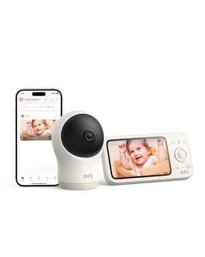 eufy Baby Monitor C10 with 2K HD Camera, 4.5" 480p Display, 4× Zoom, Pan-Tilt, Night Vision, Hybrid Wi-Fi & No Wi-Fi Connection, 12 H Battery, Motion, Cry, Noises, Temperature Alerts, 2-Way Talk, VOX