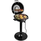 Electric Grill Outdoor, CUSIMAX Electric BBQ Grill, 1600W Portable BBQ with Lid for Cookouts, BBQ Gatherings, Small Spaces, Adjustable Heat, Removable Stand Grill, Oil Collector