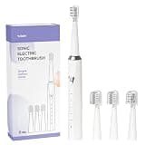 Y-Kelin V-Shaped Orthodontic Electric Toothbrush for Braces, Sonic Toothbrush with 2 Concave Replacement Heads and 2 Convex Replacement Heads, Soft Bristle, 5 Modes IPX7 Waterproof (White)