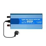 800W Pure Sine Wave UPS Inverter, DC 12V/24V to AC 110V, Peak 1600W Uninterruptible Power Supply with Digital Display, Dual USB Port, Multiple Protection for Home, RV, Camping, Emergency Power Backup