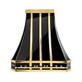 SINDA Polished Black Stainless Steel Range Hood Handcrafted Wall-Mounted Vent Hood with High CFM Insert, Pot Rail, Led Lights, 36"W x 42"H x 21"D, SRH33-3TW3642LNP