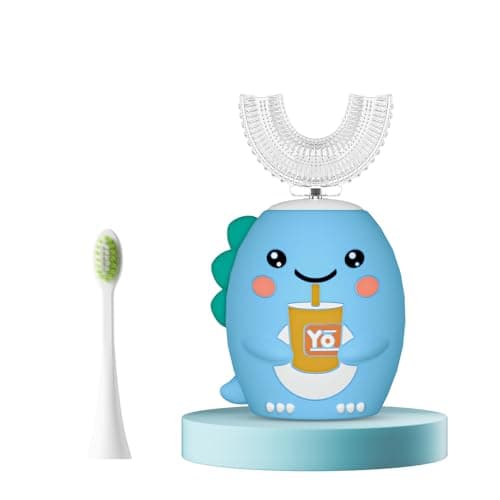 yeklike Kids U Shaped Electric Toothbrush,Baby Auto Sonic Toothbrushes，Cartoon Dinosaur 360-Degree Cleaning IPX7 Waterproof Design for Youth 8-12