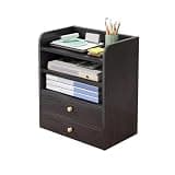 CFGH6FDF Office Desk Minimalism Storage Rack Artificial Board Bookshelf with Double Drawers Freestanding Book Shelf
