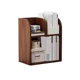CFGH6FDF Office Desk Double-Layer Bookshelf Minimalist Wooden Organizer Rack Freestanding Book Shelf