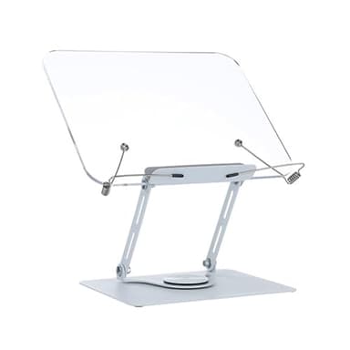 Foldable Adjustable Reading Stand with Rotating Base Spring Clip Ergonomic Portable Design for Books Tablets Book Holder