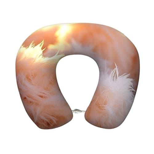 LIXLZH Feather Print Lightweight Comfortable Breathable Polyester U-Shaped Neck Pillow Adults Pillow Rest