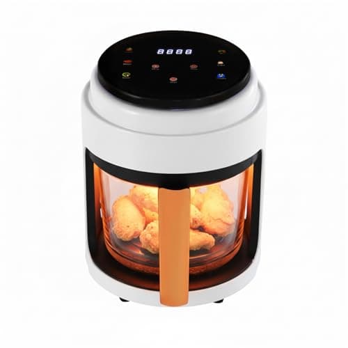 4.23qt Glass Bowl Air Fryer - 1000W Compact Air Fryer with Touchscreen, 176-410°F Temperature Control, 3D Heating Technology, White