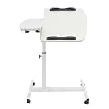 Athzuunn Sweetcrispy Small Standing Desk Rolling Table Adjustable Height, Sit Stand Portable Rolling Laptop Desk with Lockable Wheels,Tiltable Desktop for Teacher Classroom Home Office, White