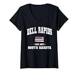 Women's Dell Rapids South Dakota SD Vintage State Athletic Design V-Neck T-Shirt
