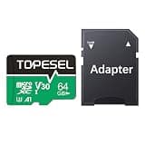TOPESEL 64GB Micro SD Card with Adapter, High Speed TF Card, Memory Card microSDXC for Camera, Smartphone, Tablet, Dash Cam, Drone, UHS-I, U3, A1, 4K UHD, V30