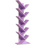 10 Tier Tree Book Shelf, Floor Standing Wood Bookshelf for Narrow Space, Storage Organizer Bookshelves for Books/CDs/Magazine, Bookcase with Shelves for Home Office, Living Room-Dream Purple