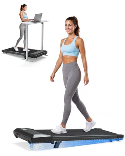 Superun Walking Pad with 6% Incline, Under Desk Treadmill 3 in 1 Quiet 2.5HP Portable Mini Treadmill for Home Office, LED Display Remote Control, 300 Lbs Capacity