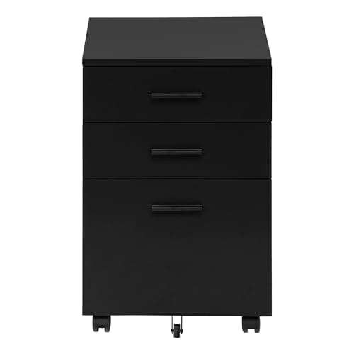 SDELEGO 3 Drawer Mobile File Cabinet with Lock,Under Desk Wood Filing Cabinets Rolling Office Storage Cabinet Printer Stand for Home Office Organizer Letters/Legal/A4 (Black)