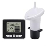 Wireless Water Tank Level Gauge With Indoor And Liquid Temperature Sensor Monitor For Home Rain Cistern Reservoir High Low Alarm System Abs For Battery Operated Display Unit Black Color