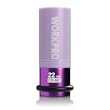 WORKPRO 1/2" Drive Lug Nut Impact Duty Socket, 22mm Deep Thin Wall Socket, Made of Premium Cr-Mo Steel, Non-Marring Lug Nut Wheel Sockets for Car