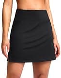 SANTINY 16" Skorts for Women with 2 Pockets High Waisted A Line Pickleball Golf Skort Casual Athletic Tennis Skirt (Black_S)