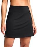 SANTINY 16" Skorts for Women with 2 Pockets High Waisted A Line Pickleball Golf Skort Casual Athletic Tennis Skirt (Black_S)