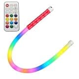 Flexible RGB LED Light Wand with Remote, 27in Bendable Silicone Light Stick, 366 Modes, USB-C Rechargeable Color Changing Stage Light for Concert, Party, DJ Performance (red)