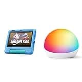 Amazon Kids Bundle Including Fire 7 Kids tablet (16 GB, Blue) + Echo Glow Multicolor Smart Lamp, Nightlight for kids