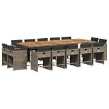 Makastle 15 Piece Patio Dining Set with Cushions, Gray, 108.3" x 41.7" x 28.7", Rectangular, Assembly Required