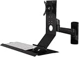 Eoweiot Monitor and Keyboard Wall Mount, Computer Wall Desk, Adjustable Angle, with Keyboard Tray 17.7, 24.6 Inch, for Home Office, Workstation (450mm)
