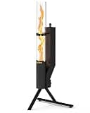 ONLYFIRE OUTDOOR LIVING 43" Wood Pellet Patio Heater with Glass Tube, Modern Fire Pit, Portable Pellet Heater for Camping Patio Backyard RV Tailgating, Add Warmth & Ambiance, FP056