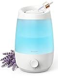 BREEZOME 2.5L Top Fill Humidifiers for Bedroom, 250ml/h Mist Output, 25hrs Humidifiers for Home, 7 Adjustable LED, Essential Oil Diffuser, 25dB Ultrasonic Humidifier for Baby and Indoor Plants, White