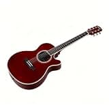 Adult Beginner Acoustic Guitar, 40 Inch Basswood Folk Guitar, Gloss Blue-Green Musical Instrument(Burgundy)