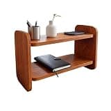 CFGH6FDF Vintage Style Open Desktop Bookshelf 2-Tier Wooden Storage Rack for Study Office Freestanding Book Shelf