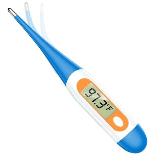 Basal Thermometer for Adults with 10 Seconds Fast Reading, Digital Thermometer (Light Blue+Orange)
