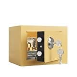 fireproof safe Home Small Safe Box with Mechanical Key Lock Money Cash Wall Mountable Safe for Bedroom Office Hotel(Yellow)
