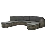 WDSAYREH 4 Piece Patio Lounge Set with Cushions, Modular Poly Rattan Gray Outdoor Sofa Set with Removable Cushion Covers, Weather-Resistant PE Rattan and Powder-Coated Steel Frame