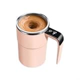 Automatic Self Stirring Coffee Mug with Temperature Display, 13.5oz Rechargeable Blender Cup, 316 Steel Mixing Cup Travel Office(304 steel Pink)