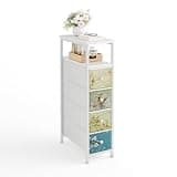 CAIYUN Narrow Dresser with 4 Fabric Drawers for Bedroom, Painted White