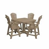 Keystone Amish Co. Poly Composite Thompson Adirondack 5-Piece Counter Height Dining Set with Square Table, Weathered Wood