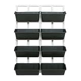 HAOREBAIYU Vertical Wall Hanging Planter 8 Pockets, 4-Tier Indoor and Outdoor Plant Stand with Detachable Hooks, Hanging Plastic Pot Balcony Planter for Flowers Vegetables Herbs(4 Plugs)