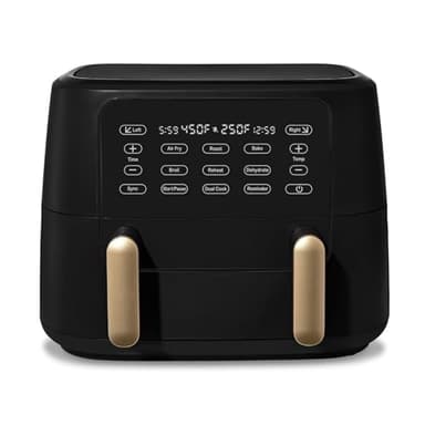 Dual Air Fryer 9 Qt with 2 Baskets & Touchscreen – Large Capacity Air Fryer with Sync Cooking, Fast Even Crisping, Easy Clean, Perfect for Family Meals (Black)