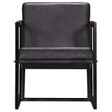 KTPRTOCK Real Leather Armchair with Gray Upholstery, Simple Stylish Design, Powder-Coated Steel Frame, Thickly-Padded Armrests for Cozy Relaxation