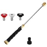 High-Pressure Washer, 3 Nozzles, Brass & Aluminum Alloy Wand, 17.3 x 1.2 x 2.4 in, for Car Washing, Garden Irrigation, Deep Cleaning, Easy Connection