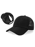 BAIKEA Womens UPF 50+ Baseball Cap Waterproof Quick Dry Adjustable Ponytail Hat for Running Hiking Golf Black Hats