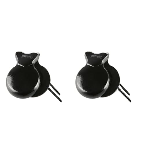 ordinarYone 2Pcs Traditional Castanet Wood Spanish Castanets Flamenco Dance Castanets with String Hand Clapper Orff Music Instrument
